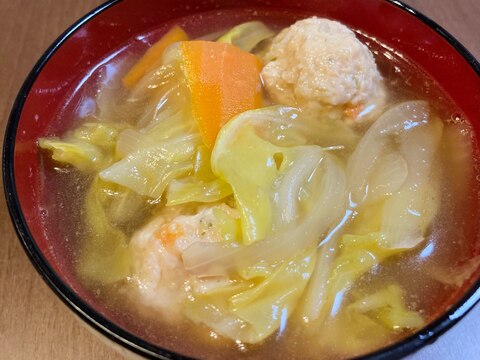 【ぬくぬく】野菜たっぷり鶏団子スープ